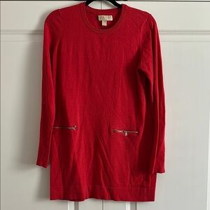 Michael Kors Boxy Red Long Sleeve Tunic